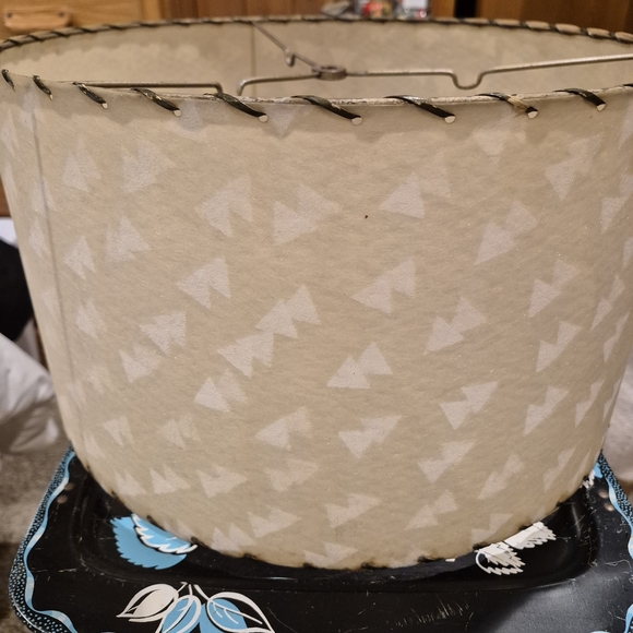 fiberglass vintage lamp shade Other - Geometric Patterned Beige Lampshade